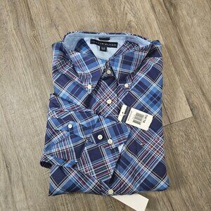 NWT Tommy Hilfiger Shirt XL Plaid Button Down Long Sleeve 100% Cotton